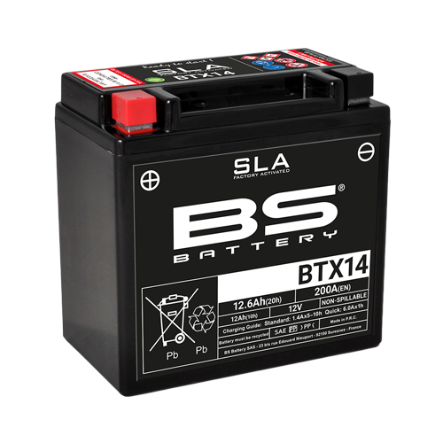 [300681] Акумулятор BS BTX14 SLA (150 x 87 x 145) (12V 12.6Ah) чорний 300681																								