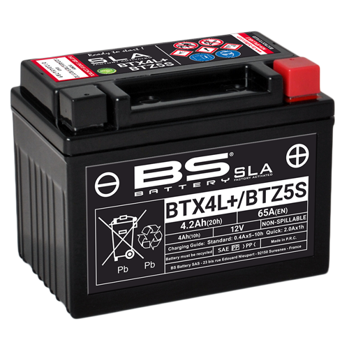 [300669] Акумулятор BS BTX4L+/BTZ5S SLA (113 x 70 x 85) (12V 4.2Ah) чорний 	300669																									