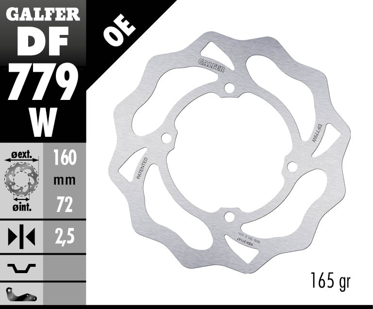 Galfer передній гальмівний диск WAVE FIXED КТМ/HusqvarnaGasGas SX/TC/MC 50 160x2,5mm