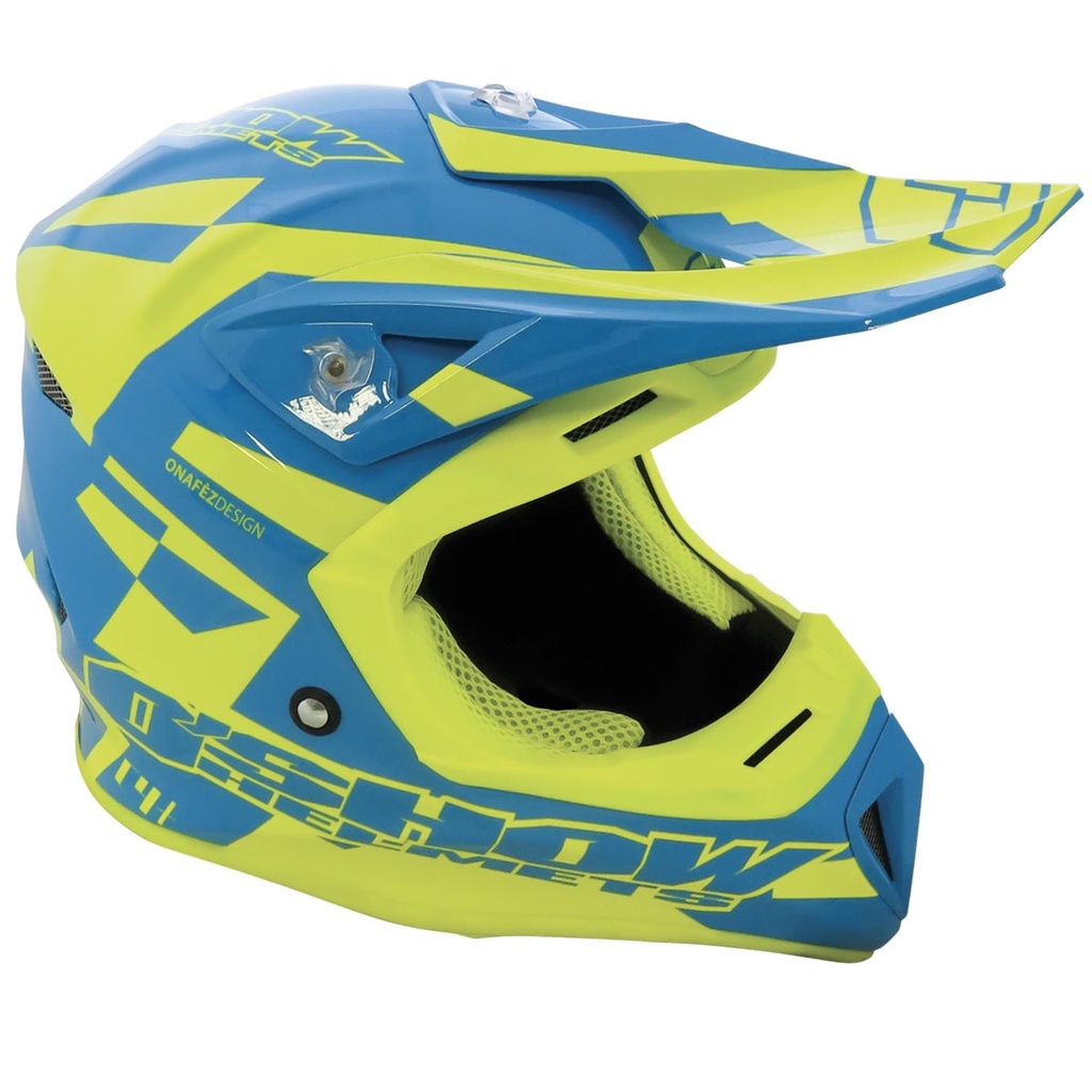 FM Oshow Helmet M Cyan/Yellow Fluo